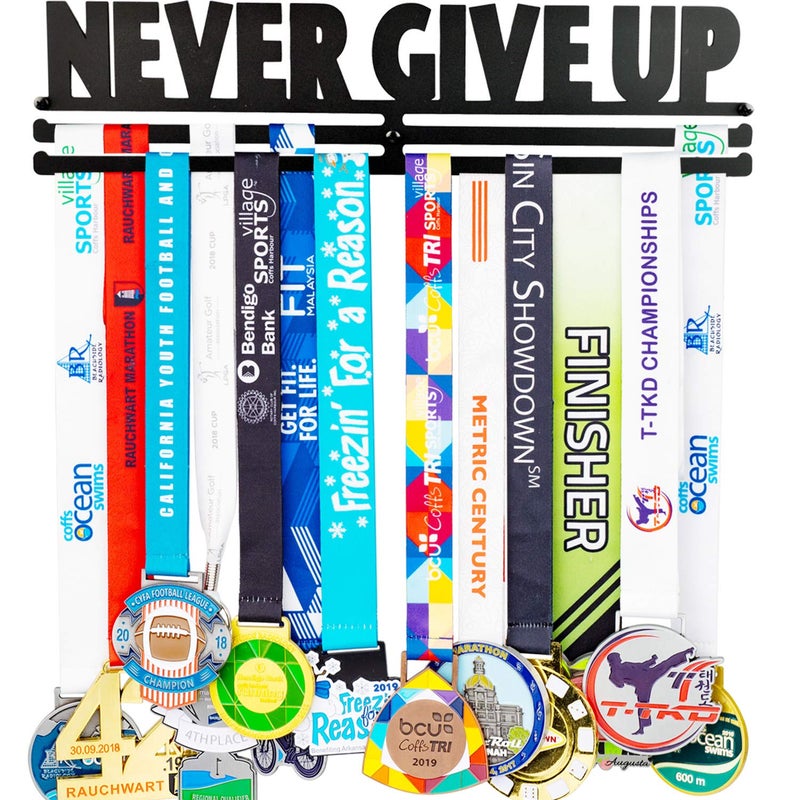 Miayork Medal Holder Display Hanger Rack Frame for More Medals-Sports Medal Hanger and Ribbon Display Holder Rack with Easy Hanging Bars,Soccer Medal Hanger Display - Image 1
